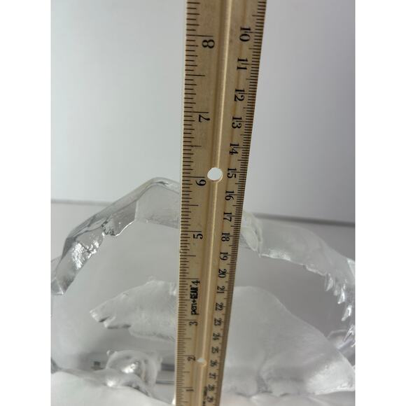 Mats Jonasson Maleras Sweden Crystal Polar Bear and Cub Heavy Glass Sculpture - Picture 16 of 16